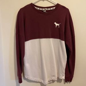 Pink/Victoria’s Secret varsity crewneck. Size XS